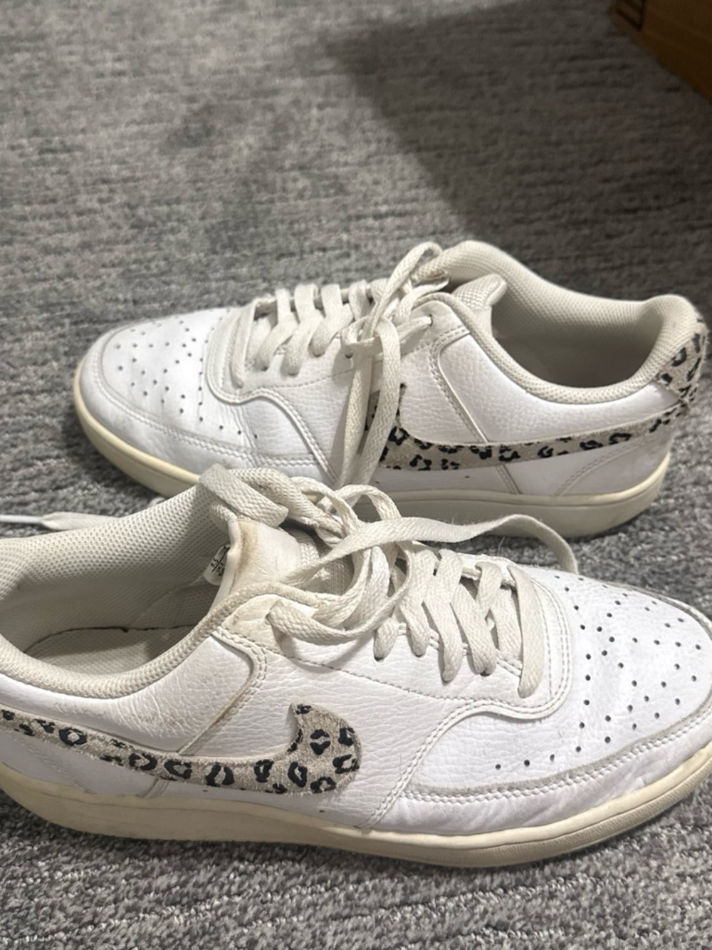 White Women’s Sneakers with Leopard Swoosh